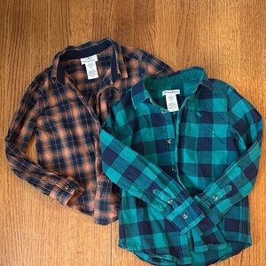 Tommy Bahama Kids Plaid Button Down Shirts - Blue and Orange